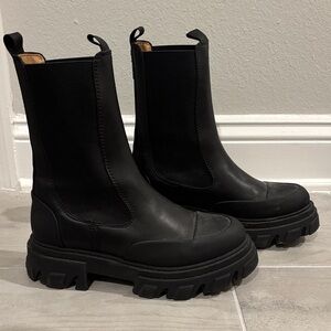 Ganni Black Combat Boots